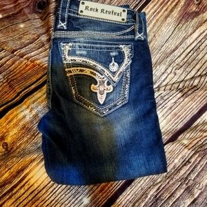 Rock Revival Alexa Crop Jean's. Sz 26 inseam 21"